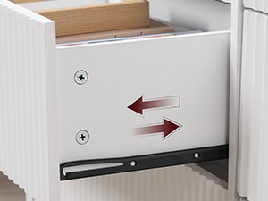 Fluted Dresser for Bedroom, Dresser TV Stand, 6 Drawer Dressers, Top Wooden Chests of Drawers with Charging Station and LED Light, White