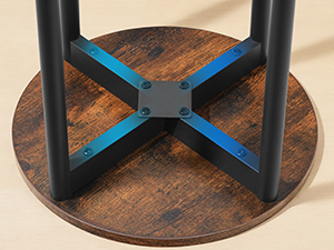 Stapelbare Hocker im Set 4, Stapelbare Beistelltische, Ineinander steckbare Couchtische, Runde Esszimmerhocker, Platzsparend, für Küche, Esszimmer, Schlafzimmer, Wohnzimmer, Rustikalbraun und schwarz