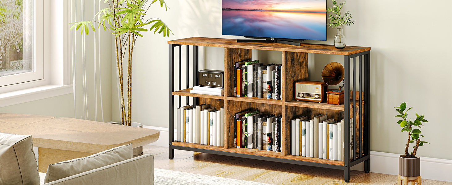 6 cube storage organizer 6 Cube Bookcase horizontal bookshelf Wooden and Metal Cubby Bookcase