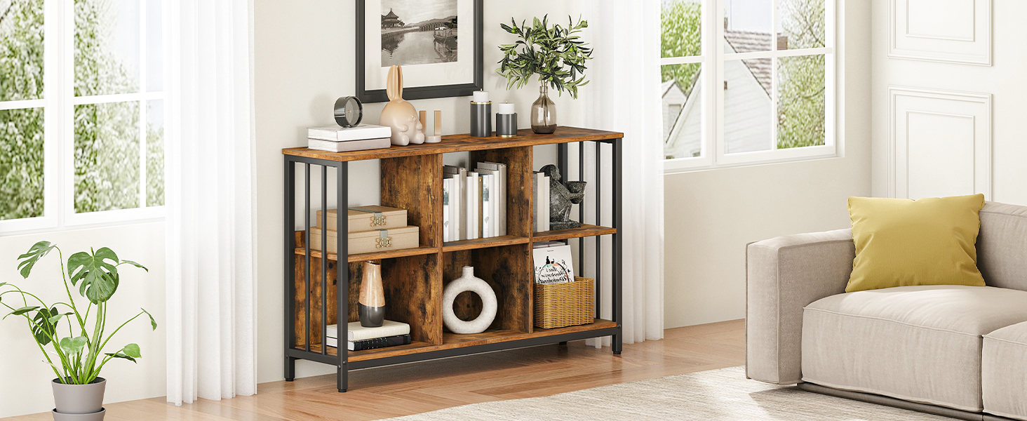 6 cube storage organizer 6 Cube Bookcase horizontal bookshelf Wooden and Metal Cubby Bookcase