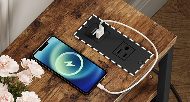 end table with charge station